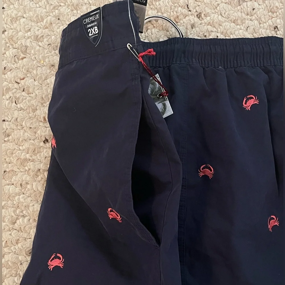NWT Cremieux mens swim trunks beach shorts 2XB with pockets - Picture 7 of 8